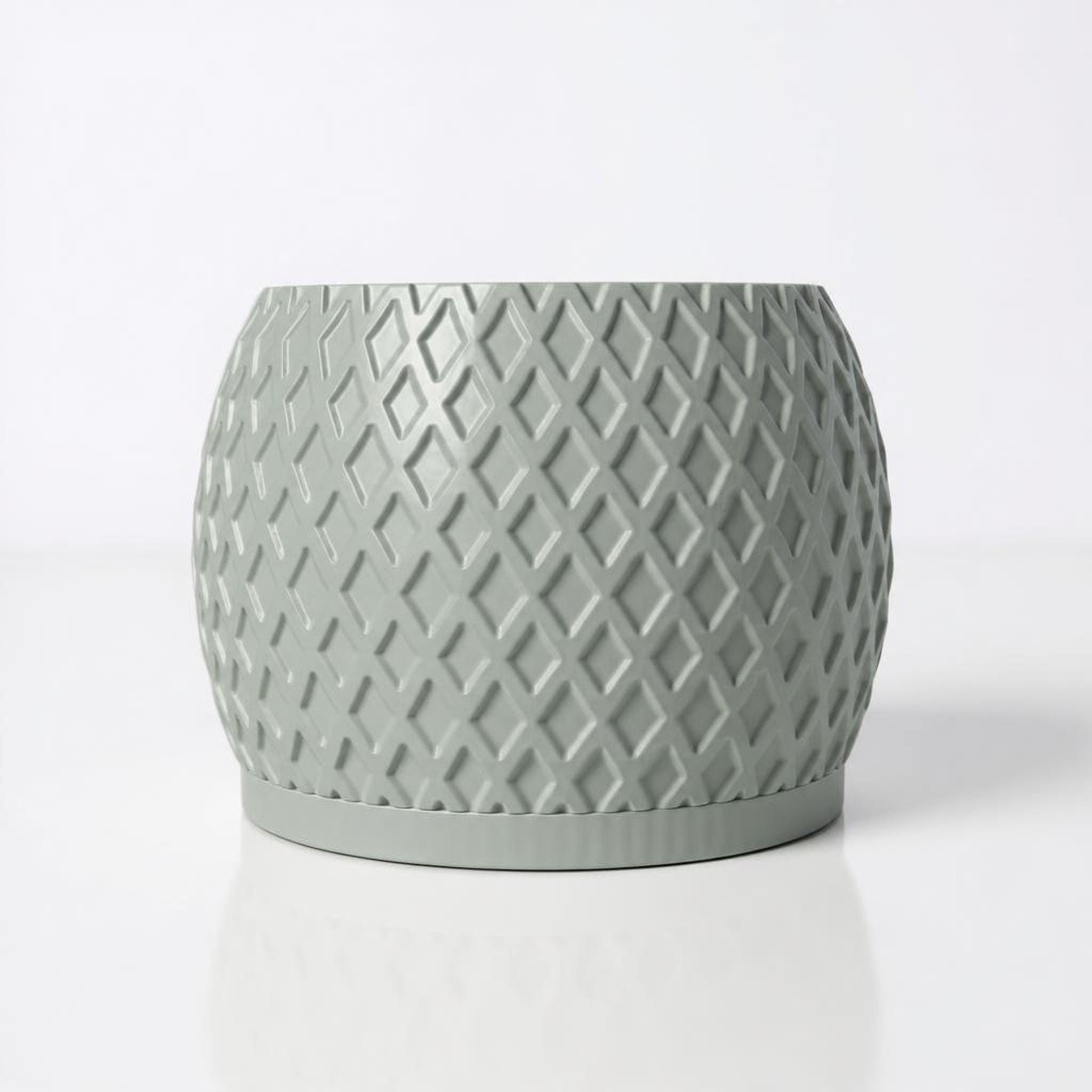 Modern Indoor Planter Pot with Drainage, Diamond Textured White Plant Pot, Geometric Home Decor Gift – photo 17